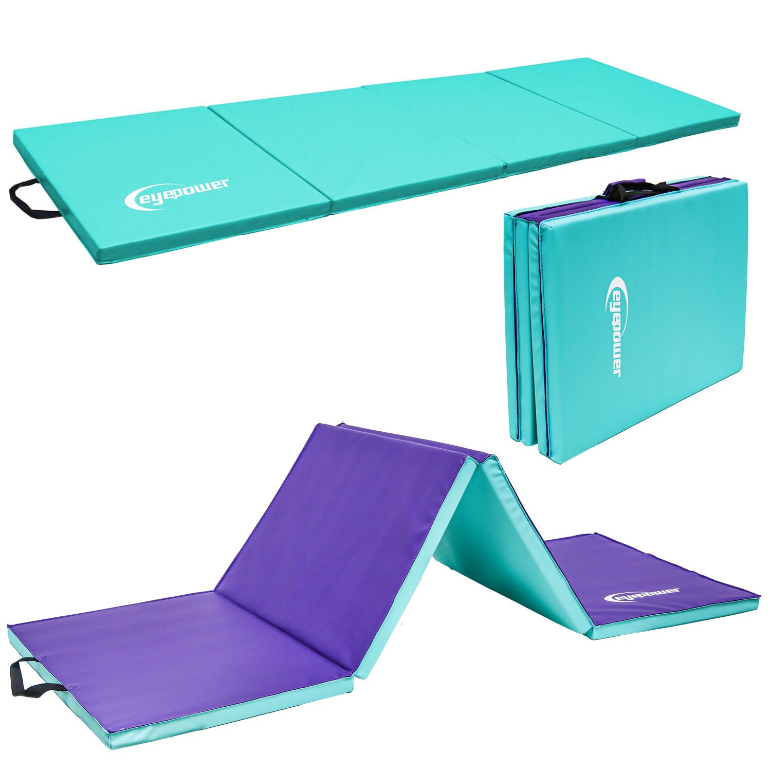 Tappetino Pieghevole Ginnastica CCLIFE - 180x60x5 Cm, 3 Pieghe, Maniglie, Per Yoga E Fitness - Foto 2