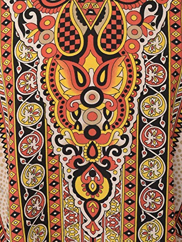 Ladies Kaftans Kimono Maxi Style Dresses Geometric Printed Caftan Beach Dress Women Plus Size Evening Gown Beige #TOP4