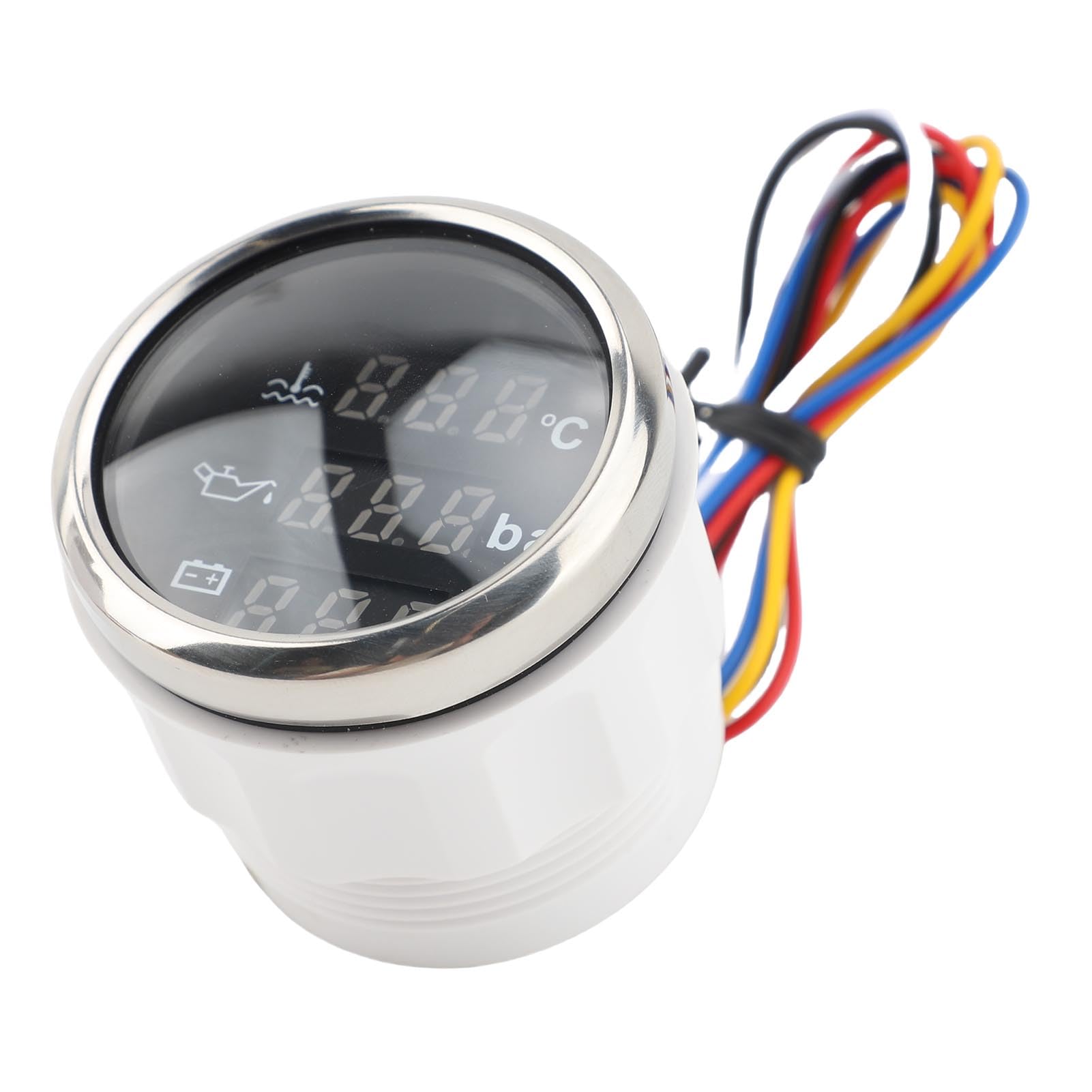 3 in 1 Auto -Meeresmessgerät, 52 Mm Dreifachmessgeräte Wassertemperaturmesser ° F Öldruckmesser Psi Voltmeter, Instrumentensensor -Kit Für LKW (Schwarzes Silberabdeckung)