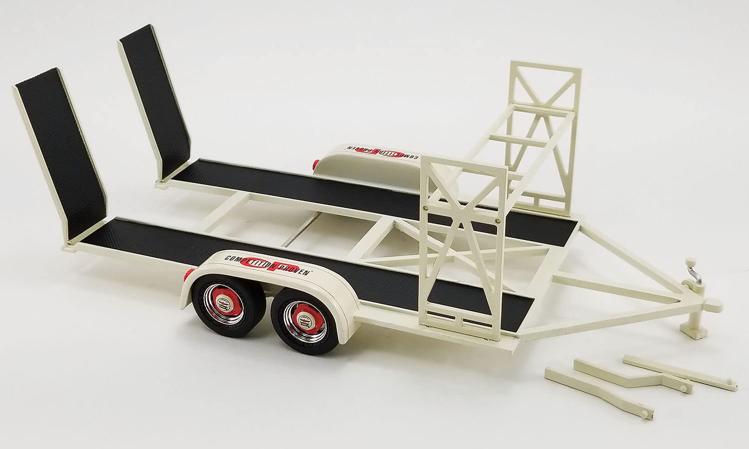 GPM GMP Tandem Car Trailer with Tire Rack Beige Holman Moody - Competition Proven 1/18 Diecast Model 18995