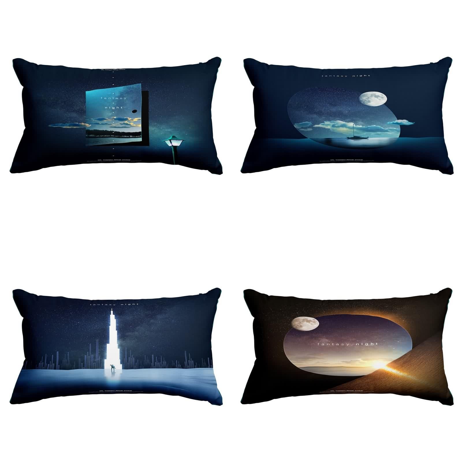 Taie d'oreiller satin soie 50x75cm CEVAN housse coussin jardin rectangulaire XL lot 4