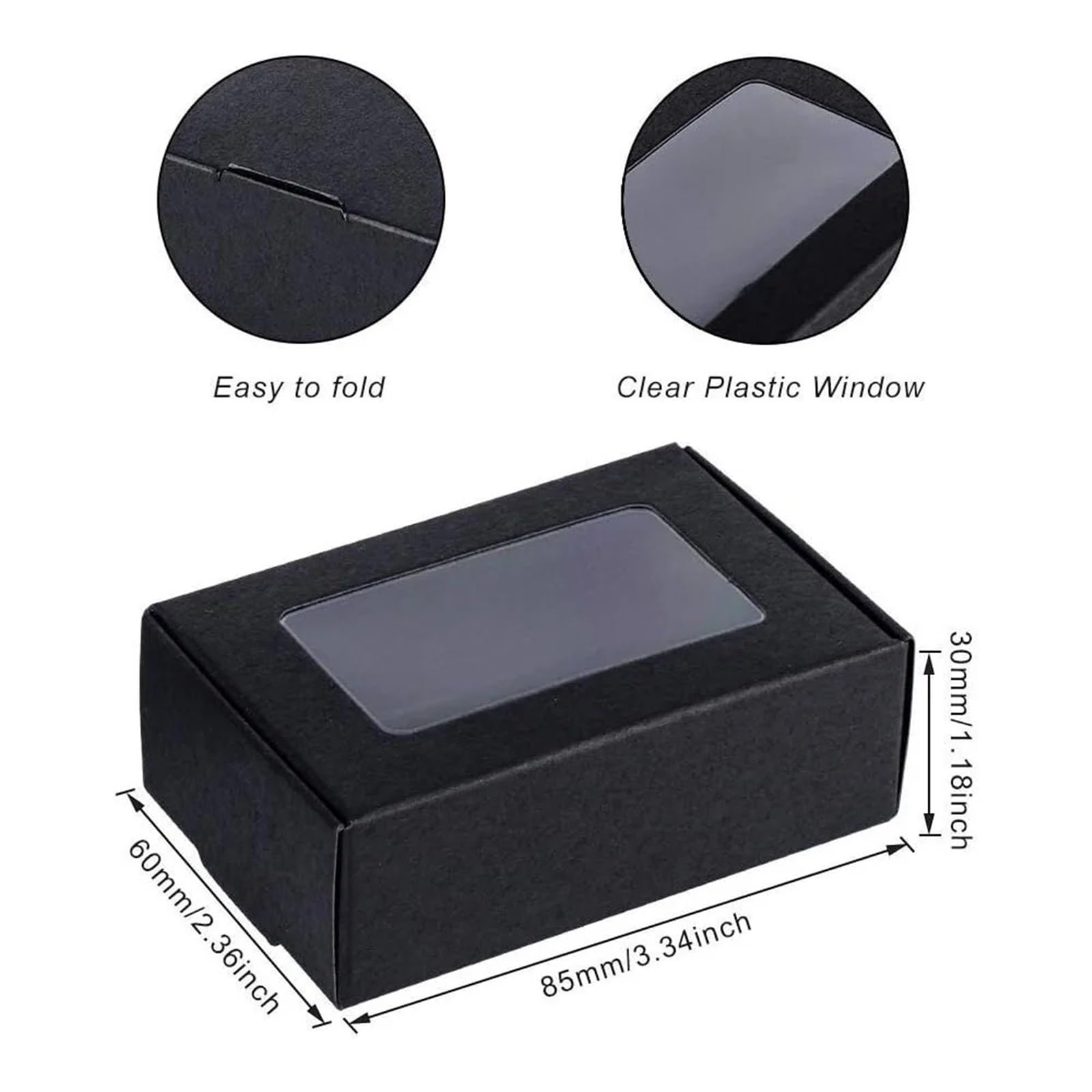 Caja Para Galletas Con Ventana 30 Uds. Cajas de papel Kraft con ventana transparente, Favor pequeñas for galletas, jabón, cera caramelo, derretido(White,50pcs)