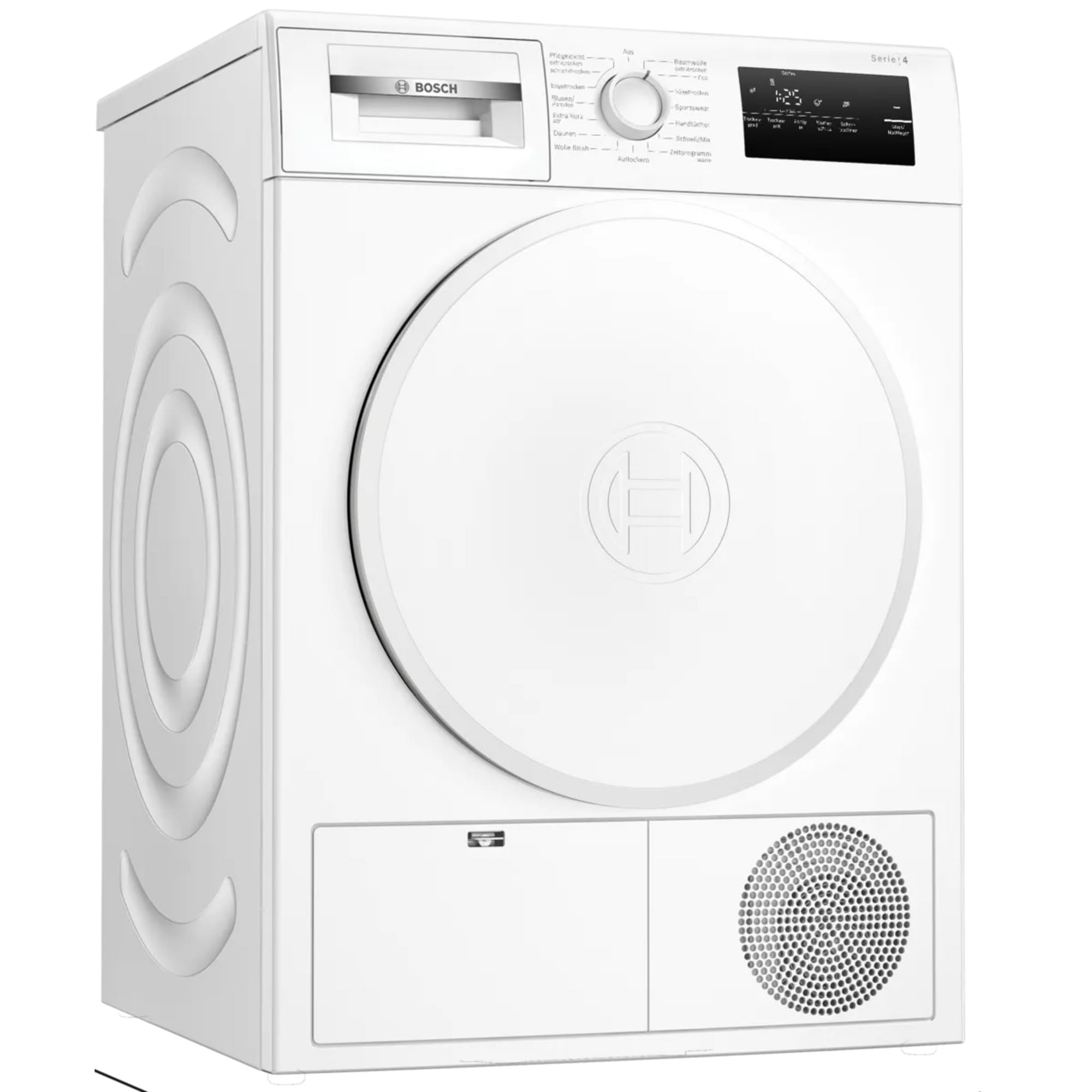 Bosch WTH83004 Serie 4 - Secador de bomba de calor, 8 kg, secado rápido 40, función de reposición, sistema de secado sensible, 65 dB, pantalla LED, control táctil, preselección de tiempo, seguridad