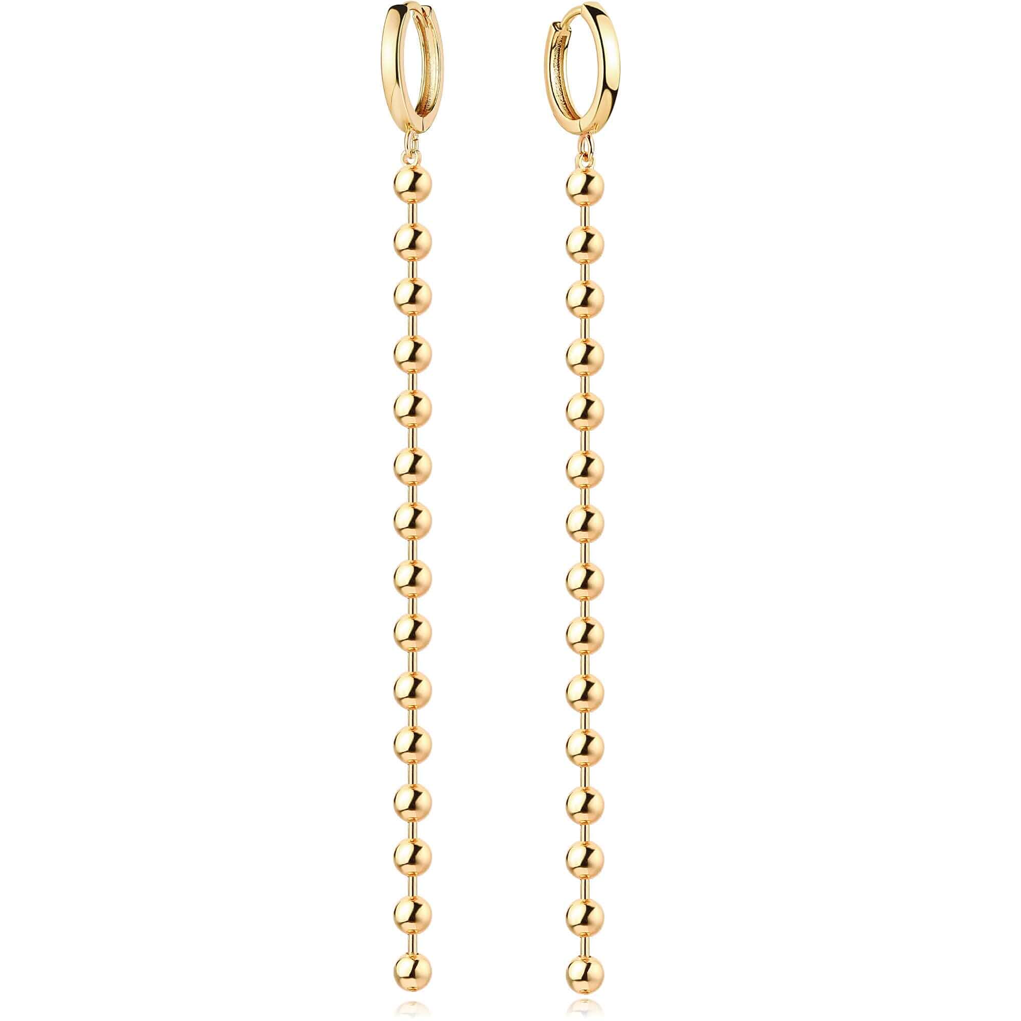 GUEMER Gold Dainty Dangle Huggie Hoop Earrings for Women | 14K Gold Plated, Simple Charm, Drop Dangle Chain, Hypoallergenic