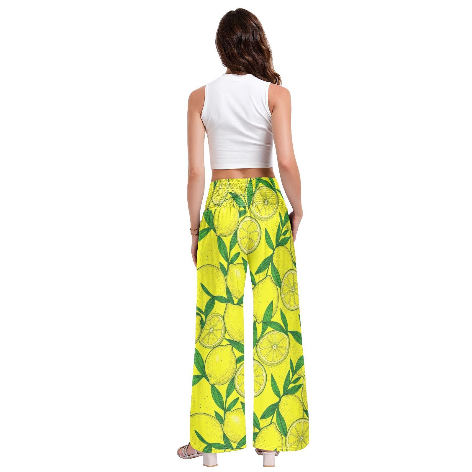 FRODOTGV Leafy Lemons - Pantaloni da yoga da donna, larghi, per rilassarsi a casa