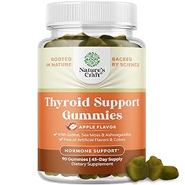 Natures Craft Vegan Thyroid Gummies with Sea Moss - Thyroid Support Gummies for Comprehensive Support for Men and Women with Iodine Selenium and Other Potent Vitamins - Gelatin-Free Non-GMO 90