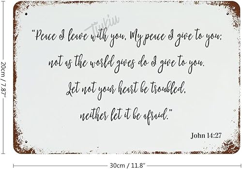 Miniatura 2 de Letrero de metal con texto en inglés Peace I Leave with You de 7.9 x 11.8 pulgadas, decoración de pared retro para el hogar, garaje, barra de