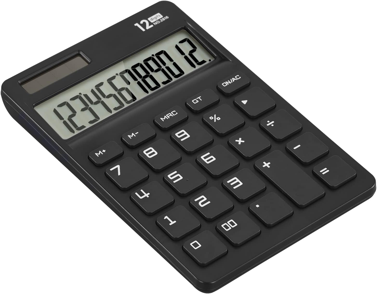 EooCooDesk Calculator, Basic Calculators with Large Key Buttons, 12 Digits Standard Large LCD Display Solar and Battery Powered for Office, Students, Kids, School, Home & Business Use - Black