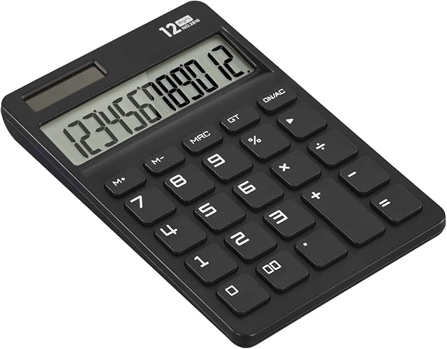EooCoo Desk Calculator with Large Key Buttons,12 Digits Standard Large LCD Display Solar and Battery Powered for Office, School, Home & Business Use - Black