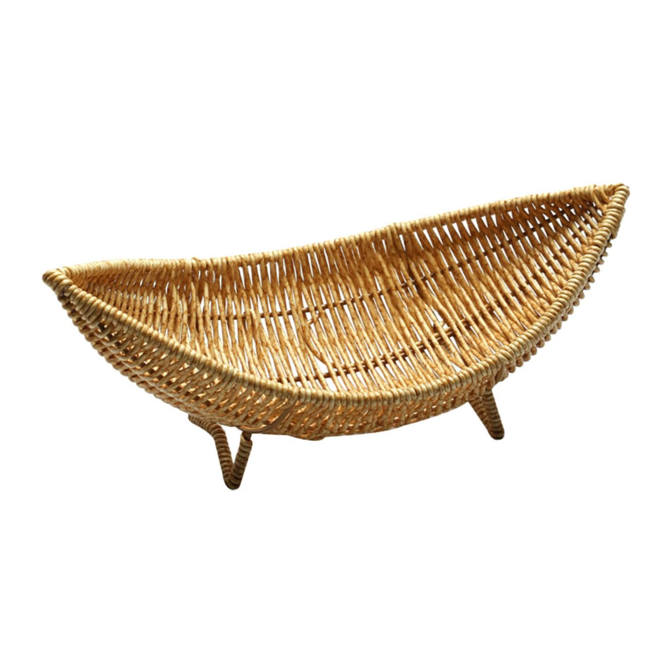 SOLUSTRE Boat Shaped Fruit Tray Rattan Fruit Basket Woven Vegetable Basket for Fresh Eggs