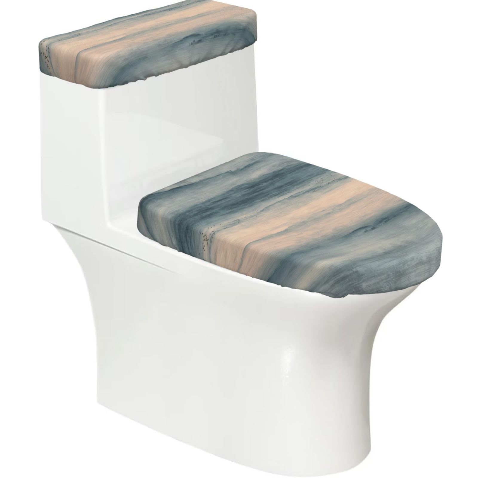 Ink wash Sky 2-Piece Toilet Seat Cover Set with Tank Lid - Elastic for U-Shape & Elongated - Bathroom Decor
