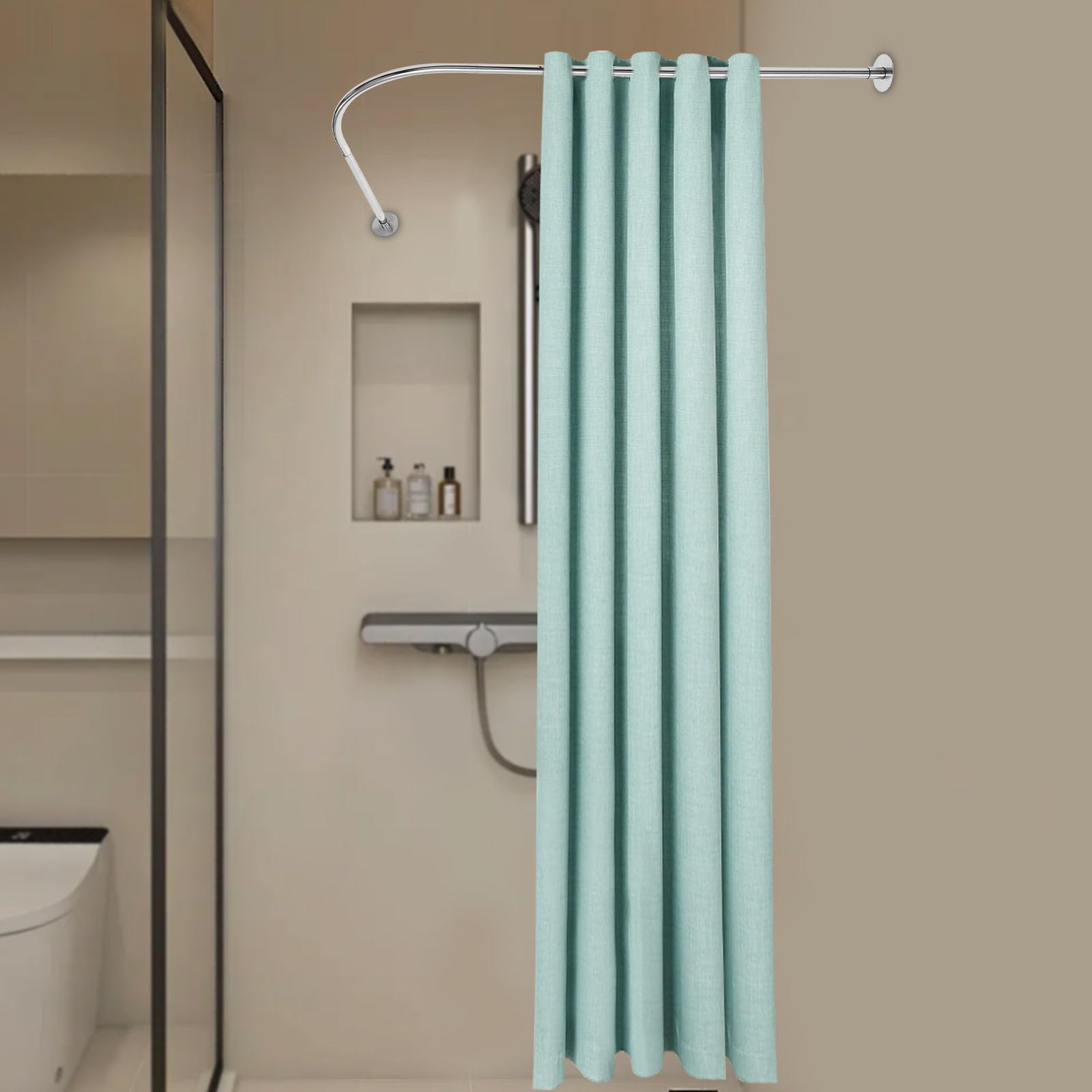 Tringle à Rideau De Douche D'Angle L 60-138 Cm - ABtool Inox Noir - Fixation Murale Pour Baignoire