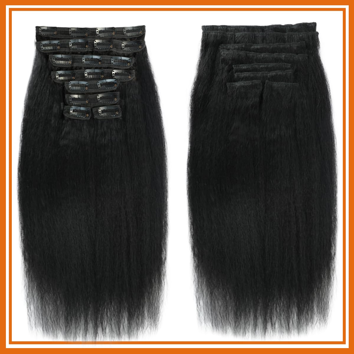Silky Straight Clip-In Hair Extensions 14 Inch 100% Human Hair 2 Pack LASHEY 100% Virgin Human Hair Extensions | Seamless  main image 2
