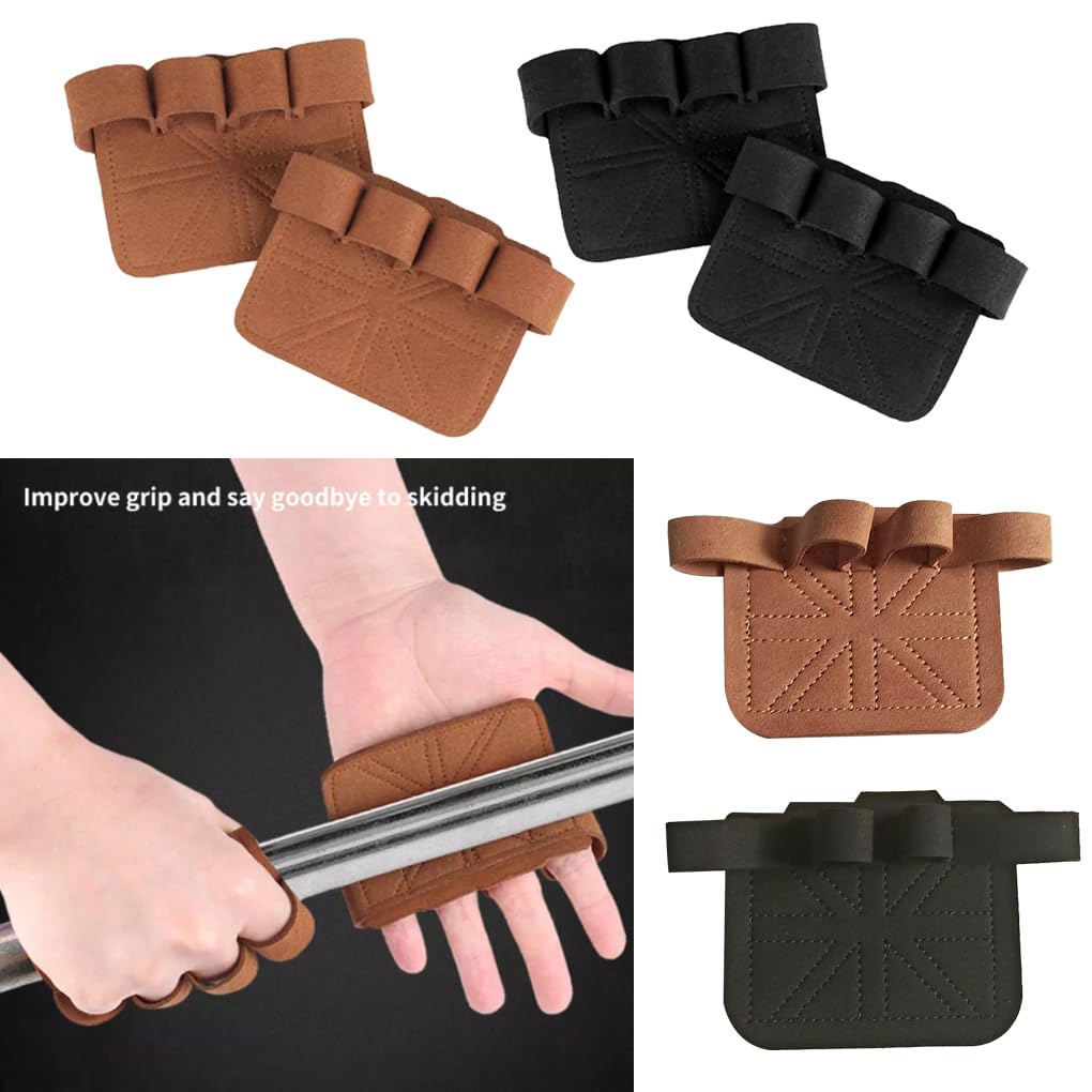 Guanti antiscivolo in pelle per sollevamento pesi, allenamento, pull up, antiscivolo, per bodybuilding, da donna, per fitness, colore nero