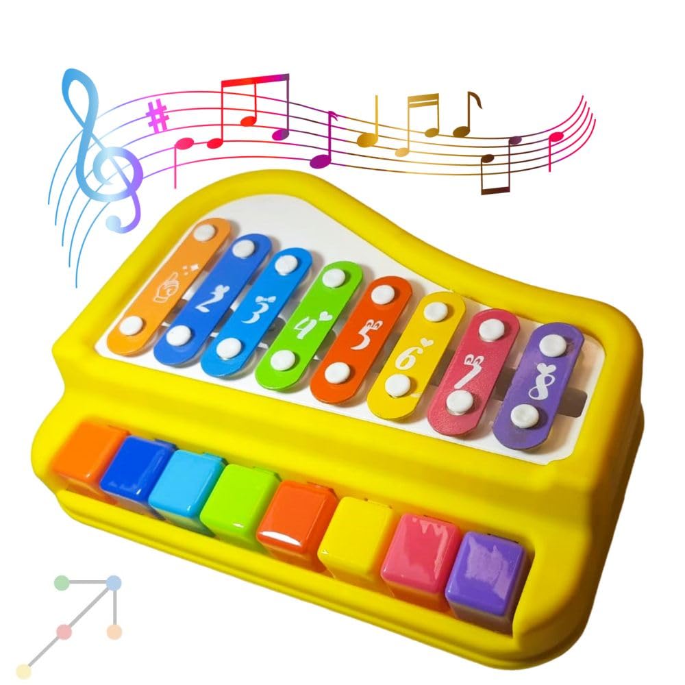 Toydots Xylophone for Kids, 2-in-1 Music Set, 8-Scale XyloPiano Keyboard  Toy for Boys, Girls, Toddlers, Ages 3+ Interactive, Durable, Safe, Colorful