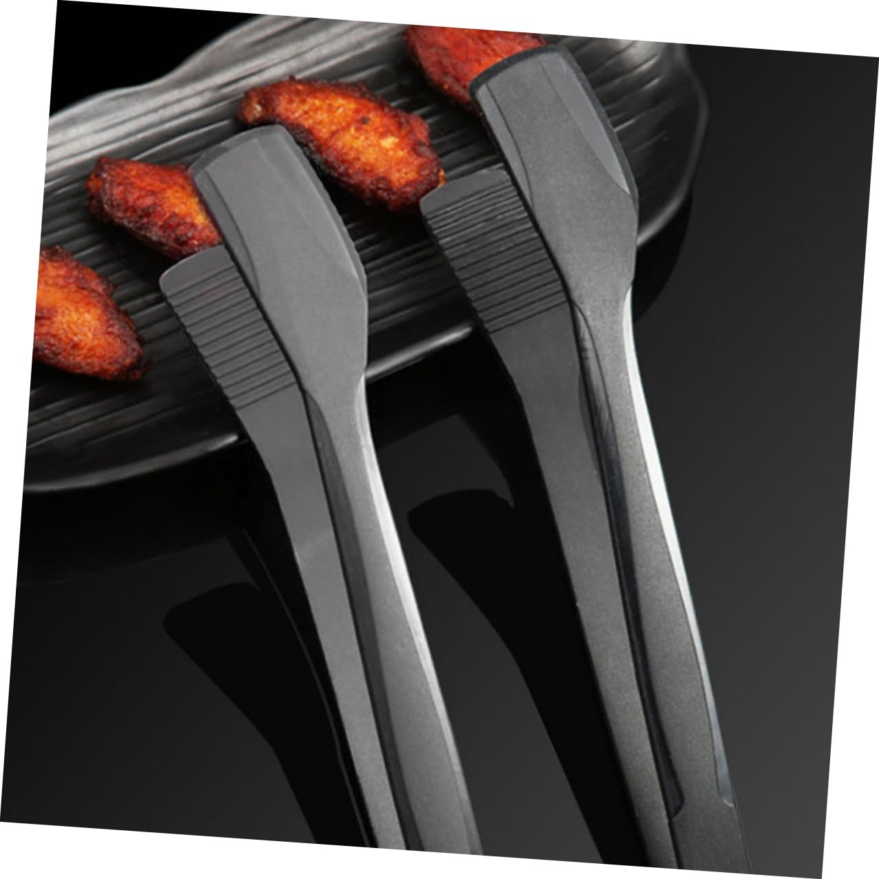 Pinza da Cucina in Silicone Nera, Set 2 Pezzi per Barbecue e Cucina | Impugnatura Comoda, Presa Sicura, per Ristorante e Banchetto, Semplice, Accessorio Pratico