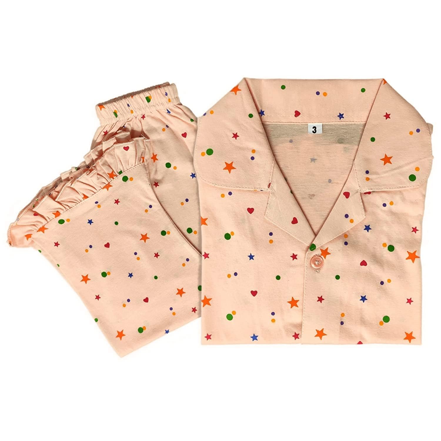 |Baby Jackson| Soft Pure Cotton Night Suit for Baby Girl Pack of 1 (1-2 Years) Orange 3