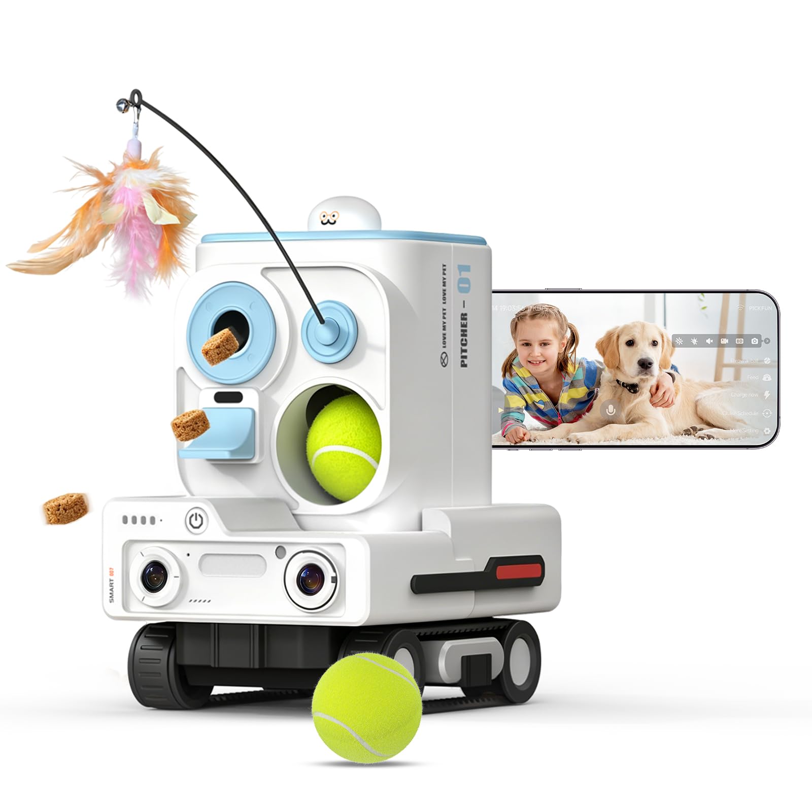 Robot Caméra 1080P – Double Objectif, 360° – Wifi, Vision Nocturne, Audio 2 Voies – Batterie 4000mAh – Surveiller Animaux Et Maison