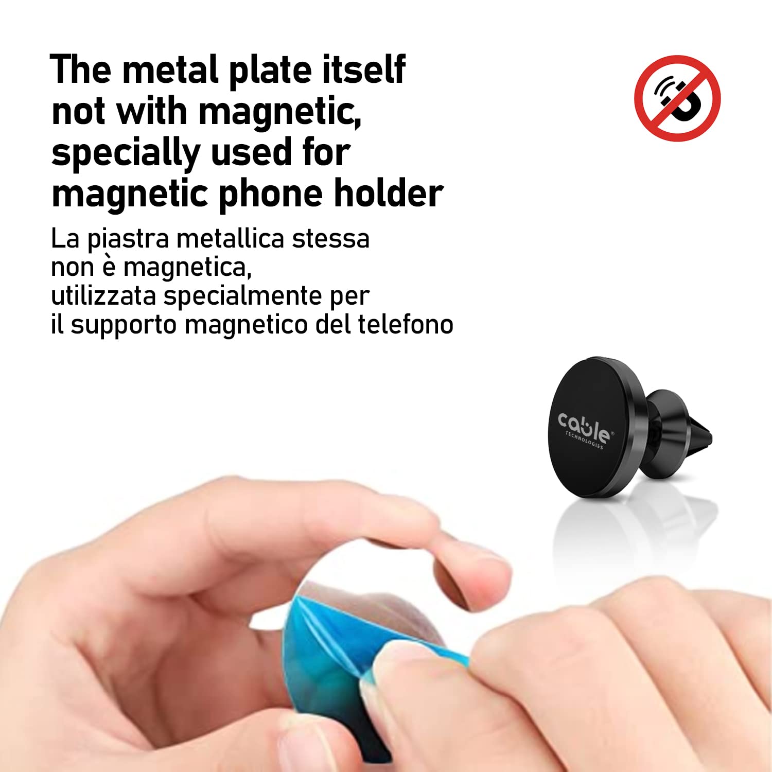 Cable Technologies 3M zestaw 4 płyt do telefonu komórkowego, metalowe cienkie płytki do magnetycznego uchwytu samochodowego, 2 okrągłe i 2 prostokątne