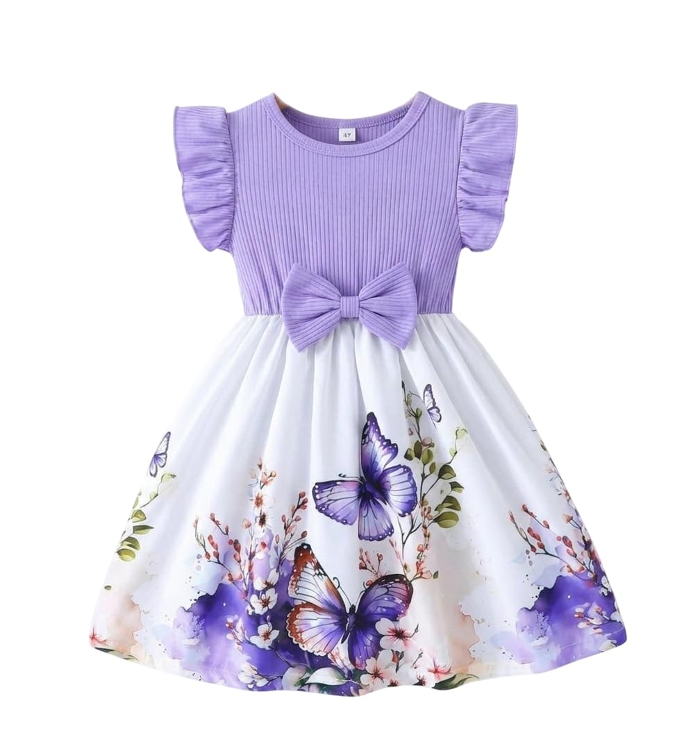 shrimate Summer Dress for Baby Girl/Frocks for Baby Girl/Baby Frocks Girl Poly Rayon/Casual Dress Short Flutter Sleeve-picture-28