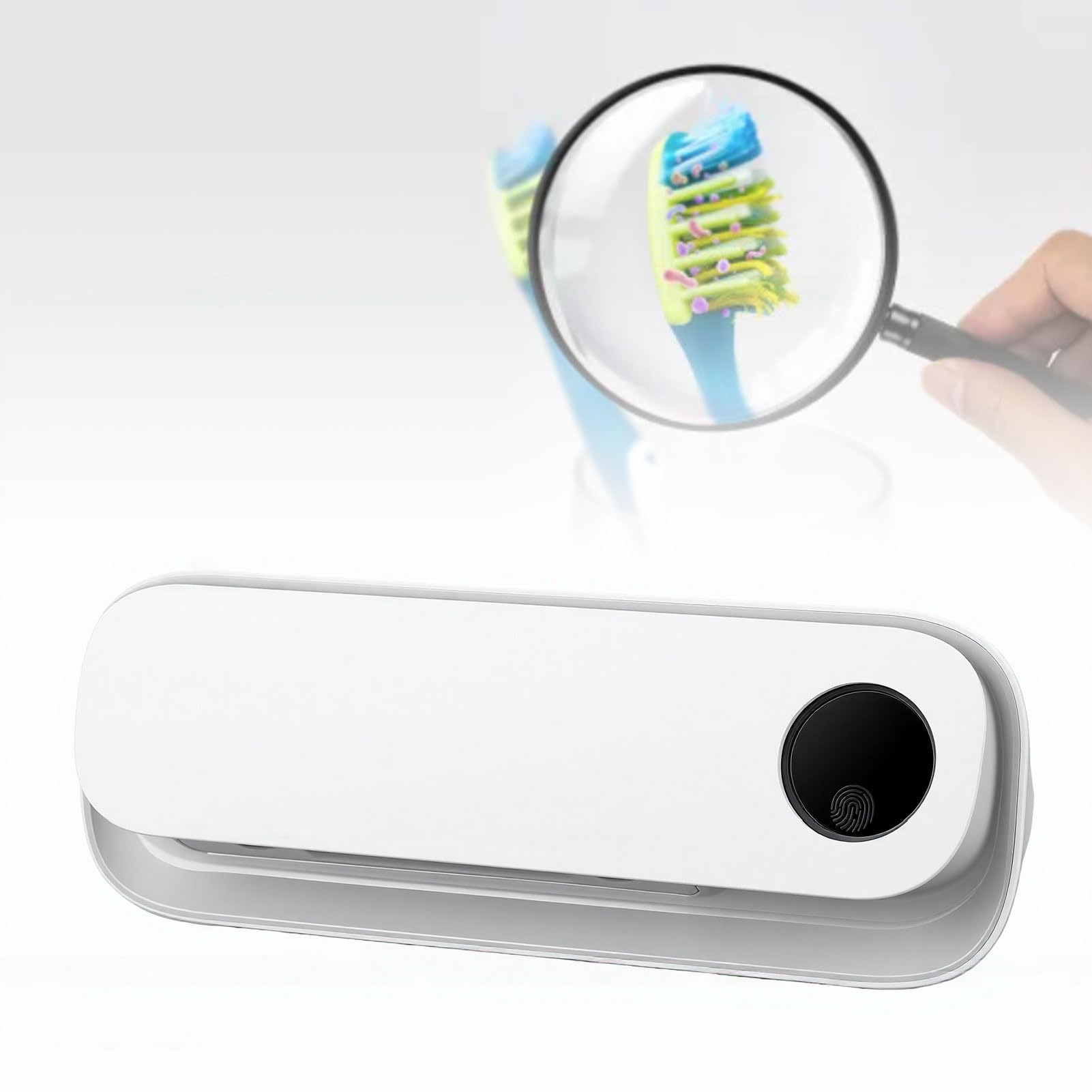 Cuifati Detergente per Spazzolini Intelligente, Disinfettante UV a Parete Efficiente Al 99,9%, Detergente per Spazzolini Ricaricabile a 5 Slot con Timer per il Bagno