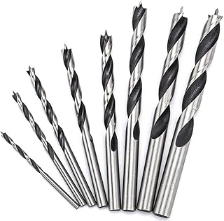 HUHAO 8PCS Brad Point Drill Bits 3-10mm Spiral Twist Wood Drill Bits Set for Soft, Hard, Veneered and Laminated Wood MDF Acrylic