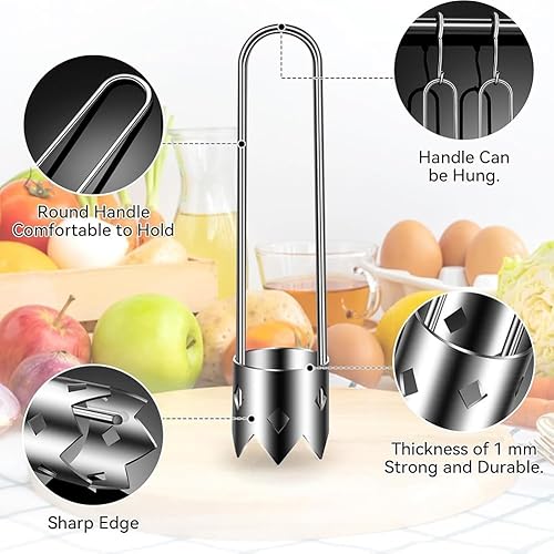 Miniatura 5 de Herramienta descorazonadora de frutas y verduras, herramienta de acero inoxidable mejorada 2025 para piña, manzana, pera, pimienta, tomate,