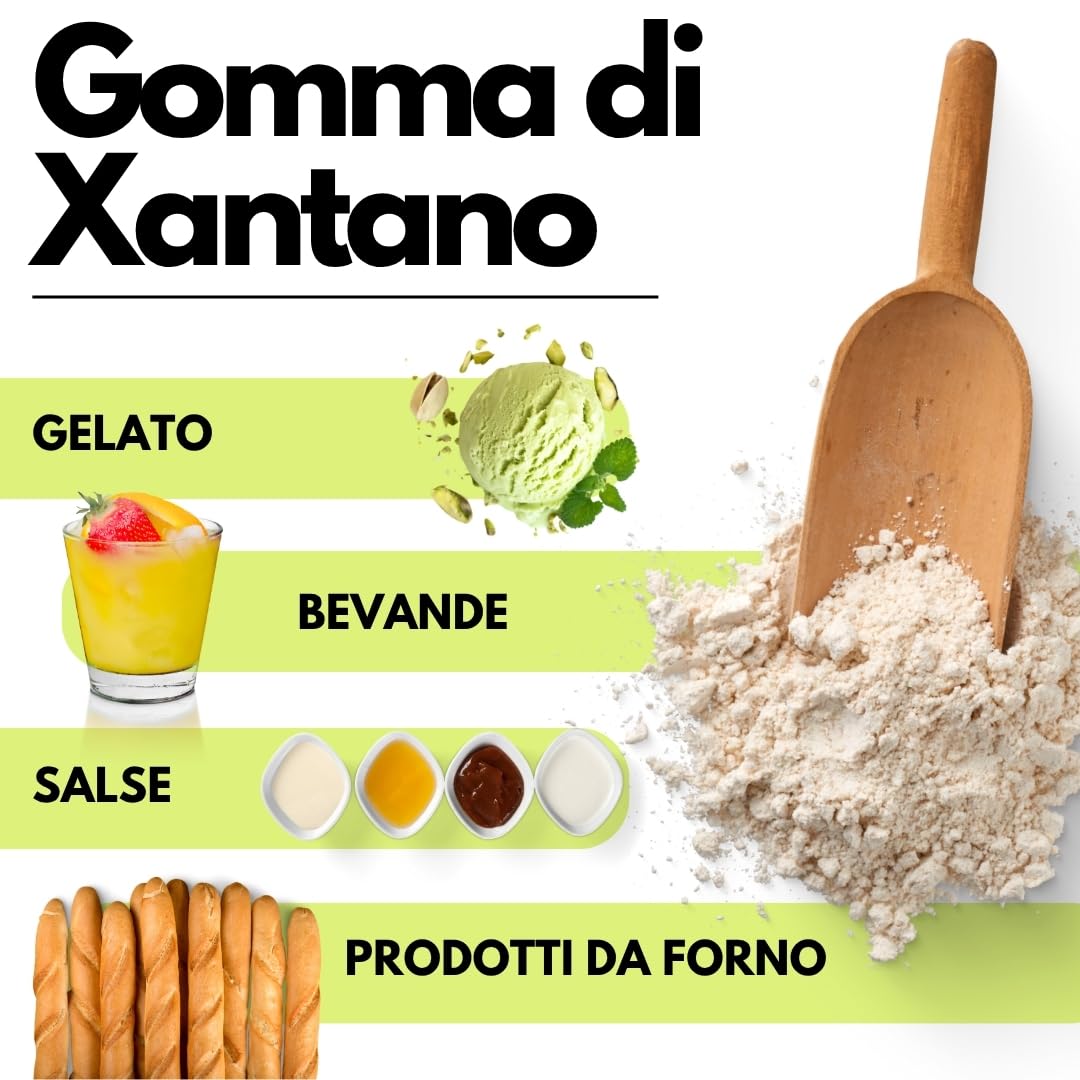 Saporepuro Xantano in polvere 1 kg - Ideale per Gelati, salse, topping, Sorbetti, gel, impasti pizza, mixologi, cucina molecolare - Puro 100%