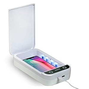 UV Cell Phone Sanitizer & Small Item Cleaner | Android & iPhone Sanitizer Sterilizer | Kills 99% of Germs Viruses & Bacteria | Sanitize Keys, Jewelry, Masks, Cards, More! (Blue)
