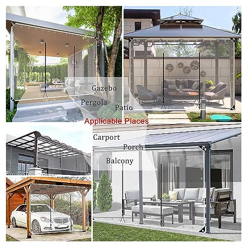 Porte zippée sur bâche transparente avec œillets pour fermer une pergola - 7