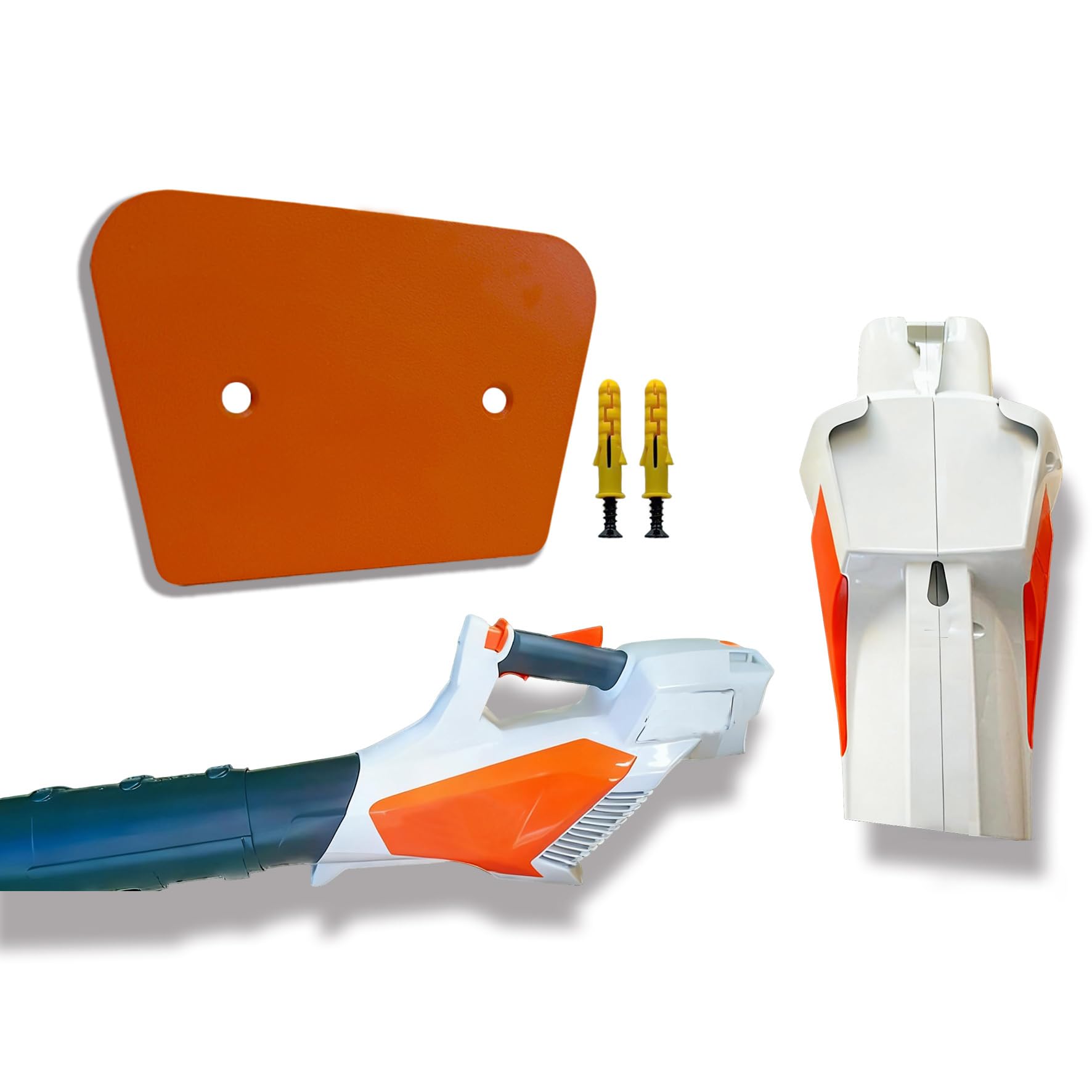 Soporte de pared para soplador de hojas Stihl BGA 57 - Soporte de gancho de almacenamiento inalámbrico con hardware (solo compatible con el modelo BGA 57) (naranja)