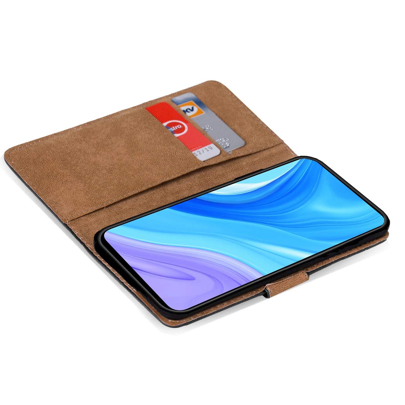 SDTEK Leder Flip Case Für Huawei P Smart 2017/2018 – Mit Ständer Und Kartenfach, Marine