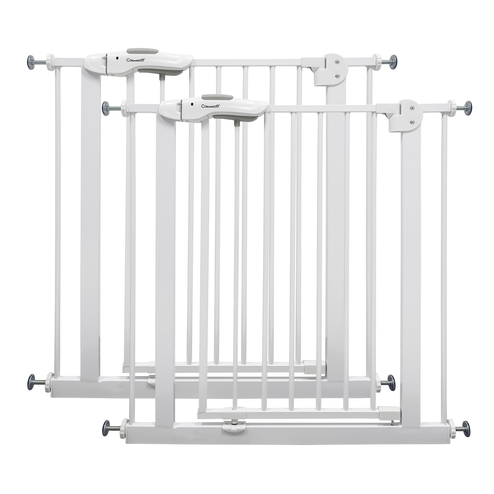 Callowesse Shiba Safety Gate, Easy Close, Pressure Fit, 75–85 cm x H78 cm, Pack of Two, White