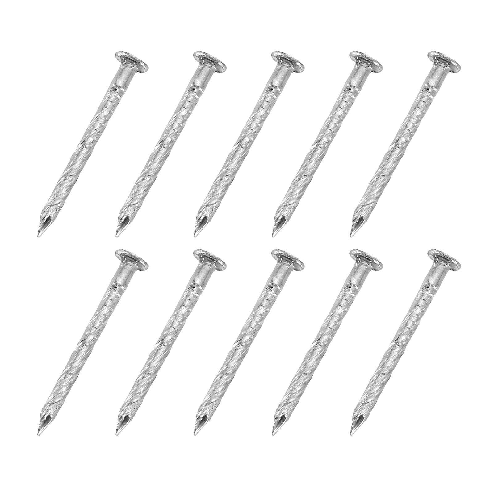 sourcing map 250Pcs Fence Deck Nails, 1 Inch 304 Stainless Steel Spiral Deck Nail Spiral Shank Spikes for House Floor Repairing Wall Woodworking, Silver