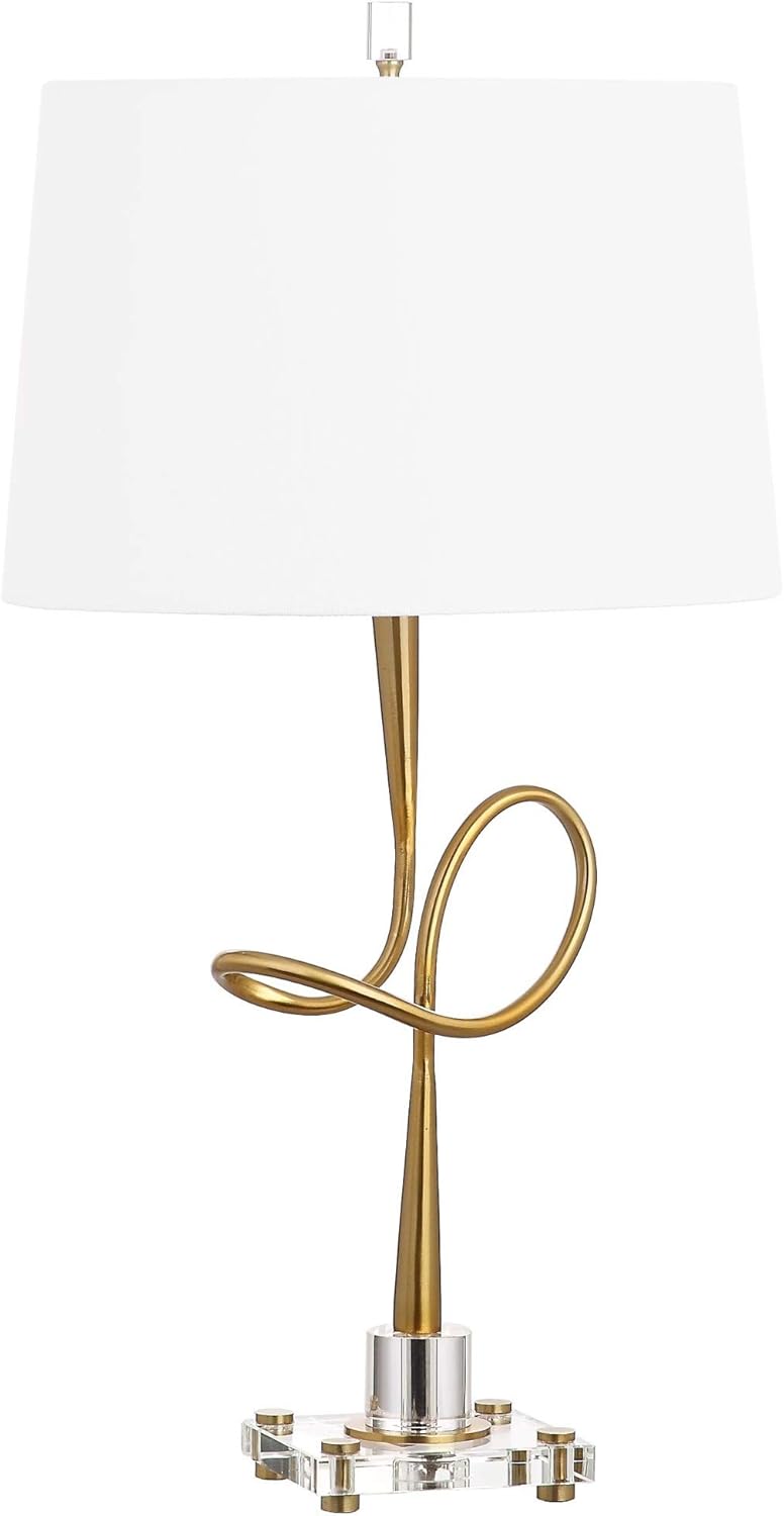 SAFAVIEH Lighting Collection Hensley Modern Abstract Gold 30-inch Bedroom Living Room Home Office Desk Nightstand Table Lamp (LED Bulb Included)