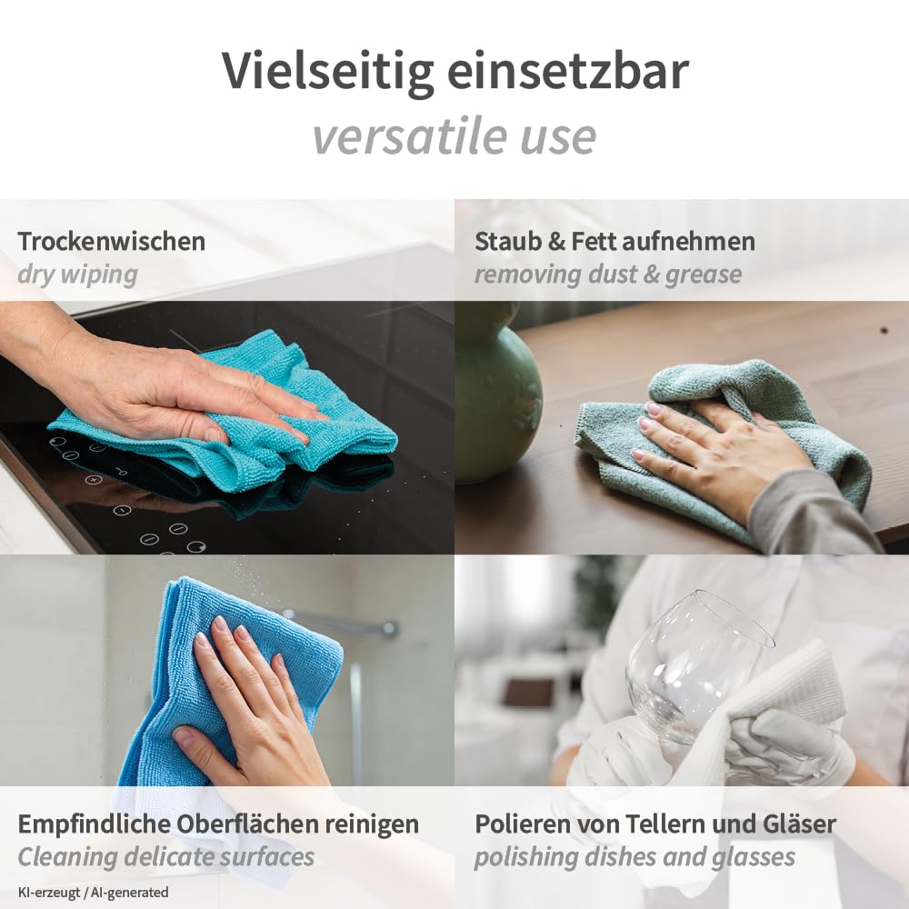 50 Stück Hygoclean Mikrofasertücher Micro Master Dishes | Polyester/Polyamid, blau, L: 40cm, B: 40cm, 185gr-m², Karton, Putztücher, Reinigungstuch, poliertücher, Microfasertücher, Staubtuch
