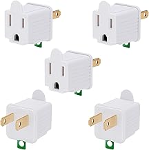 3-Prong to 2-Prong Outlet Adapter 5 Pack - Portable & Polarized 3 Pin to 2 Pin Grounding Converter Socket, Wall Outlet Plug Connector for Electrical, Household, Industrial, ETL Listed, White, 125V/15A