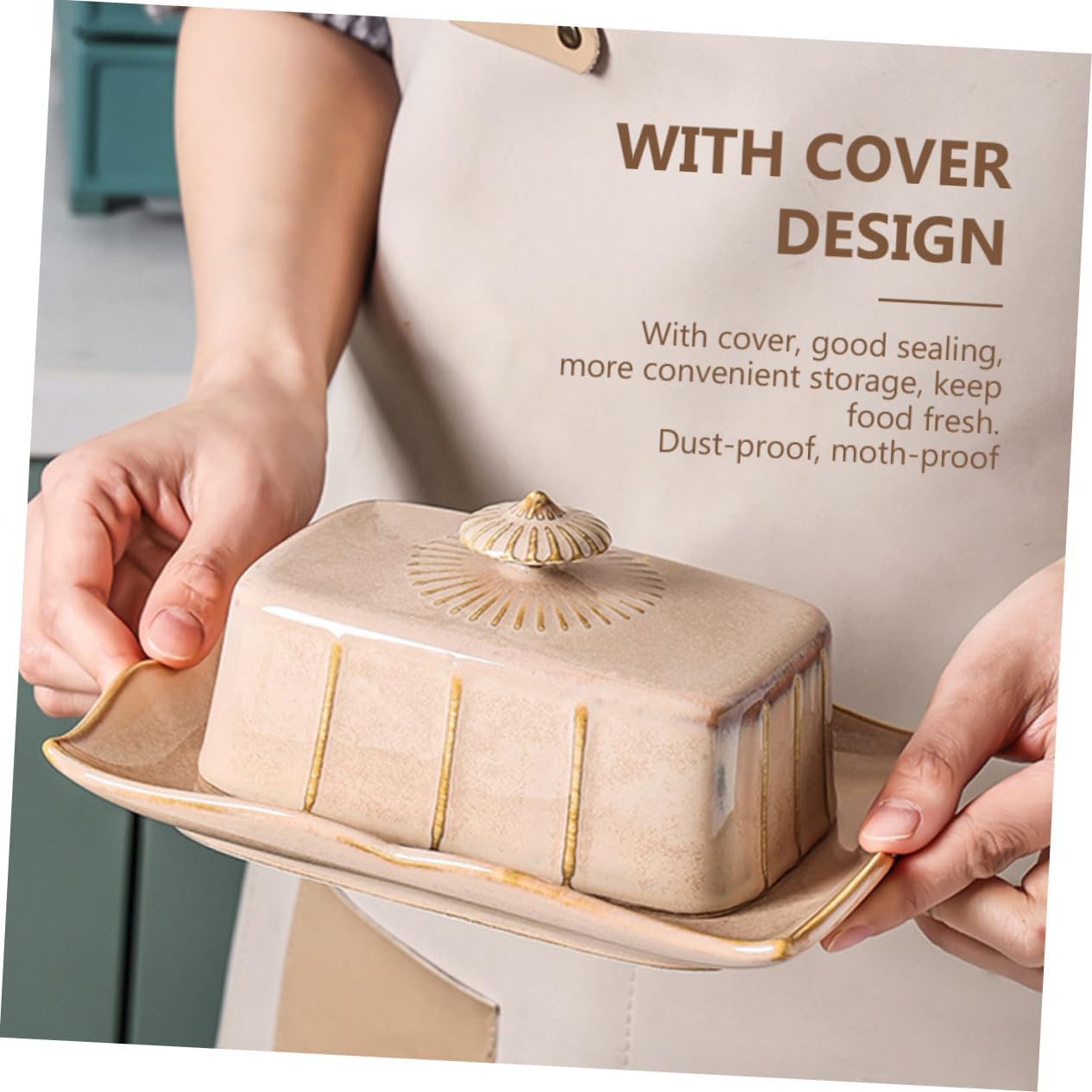 Ceramic Butter Dish Lid Multi-functional Butter Server Cheese Container for Spreading for Home and Kitchen Use