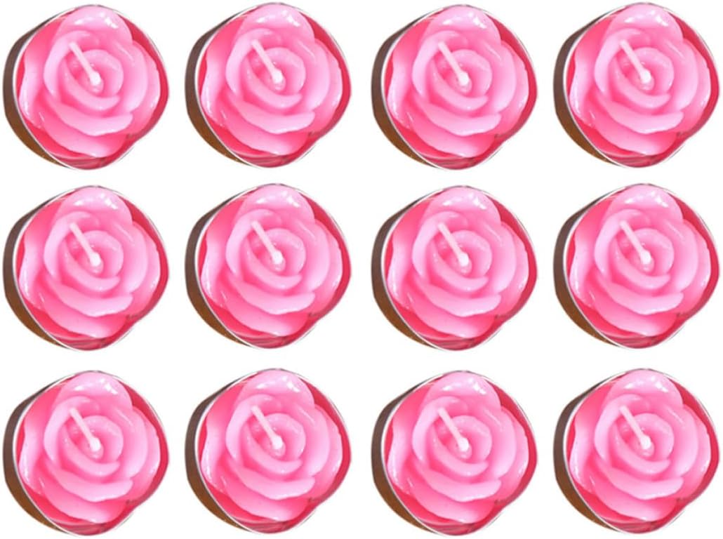 12 Pcs Floating Rose Flower Smokeless Paraffin Candle