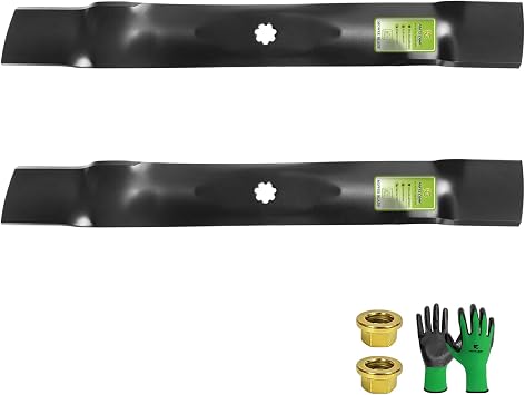 Parts Camp 2 Pack GY20850 GX22151 Lawn Mower Blades for John Deere 42" Deck | Replace John Deere D140 Blades Fit S100 D130 D110 D105 Riding Lawn Tractors AM137333 Replacement Blades , 7-Point Star