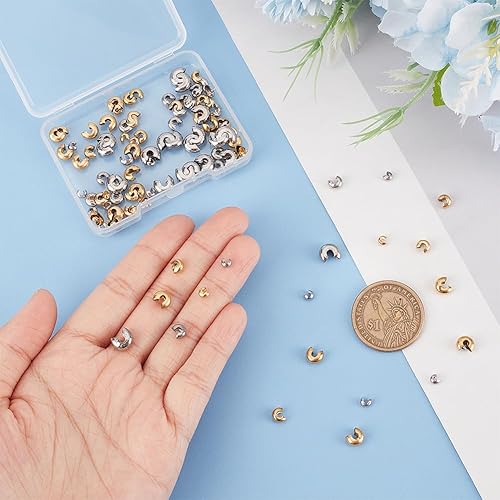 Miniatura 2 de UNICRAFTALE 120 piezas de 2 colores, 6 estilos, cuentas de acero inoxidable 304, cuentas de metal medio Rondelle, cuentas espaciadoras pequeñas,