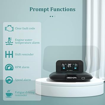 Dual System Car Head-up Display, Showing Multiple Functions, GPS Speedometer, OBD In-car Dashboard, with Multiple Prompt Functions