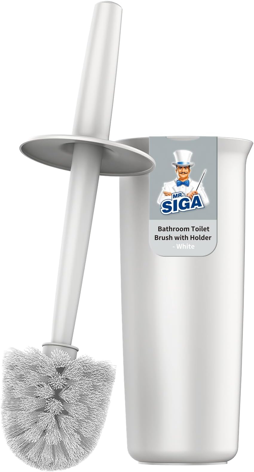 MR.SIGA Toilet Bowl Brush and Holder for Bathroom, White, 1 Pack
