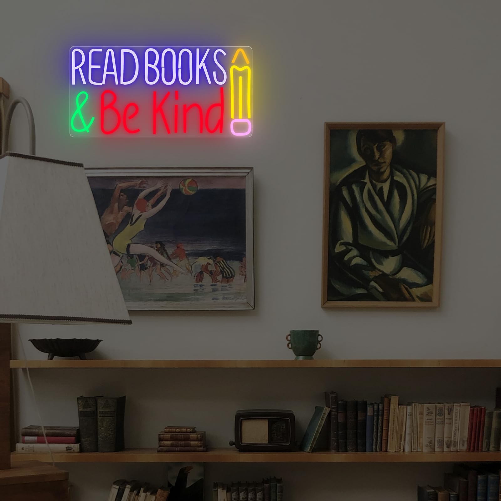 AUGELRE Read Books and Be Kind Neon Sign, Neon Signs for Wall
