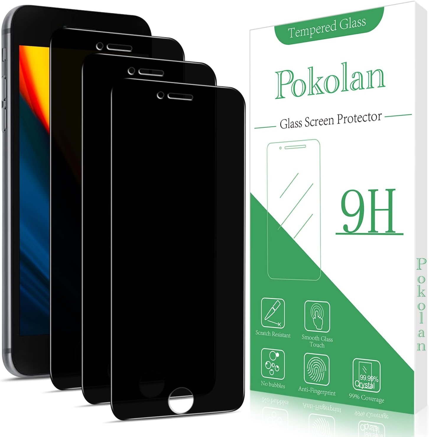 Pokolan 2 Pezzi ‌360 Gradi Privacy Pellicola per iPhone 15 Pro, Vetro Temperato Anti Spy 4 lati, Anti-Graffio, Anti-Impronta, Durezza 9H HD Protezione Schermo