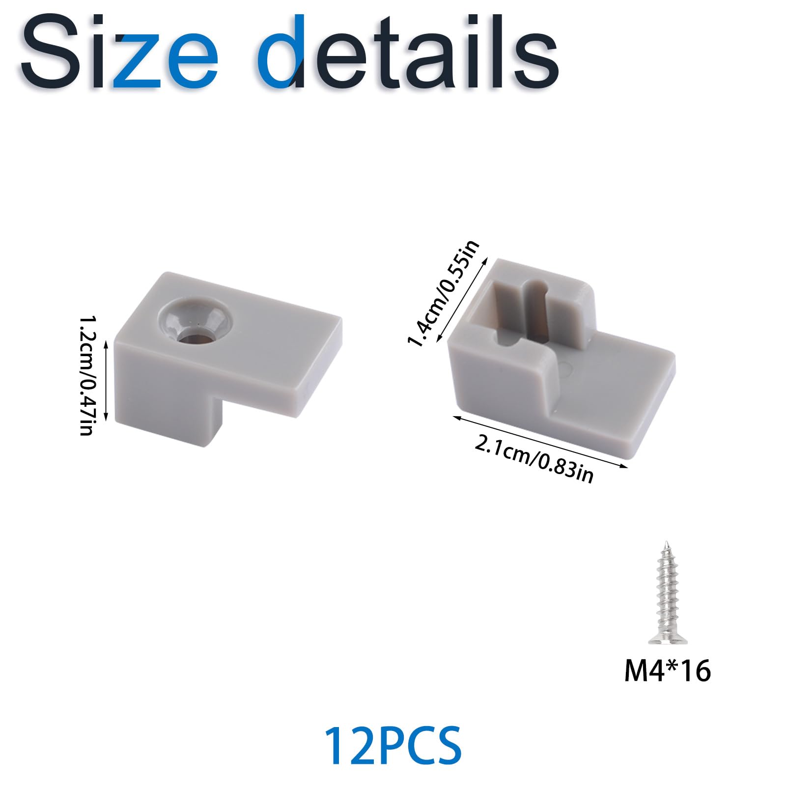 INCREWAY 12PCS L-Shaped Glass Clamp Gray Partition Glass Clip for Partitioning Bathroom Doors Plastic Clip Accessories Suitable for Transparent Shower Sliding Doors - Image 2