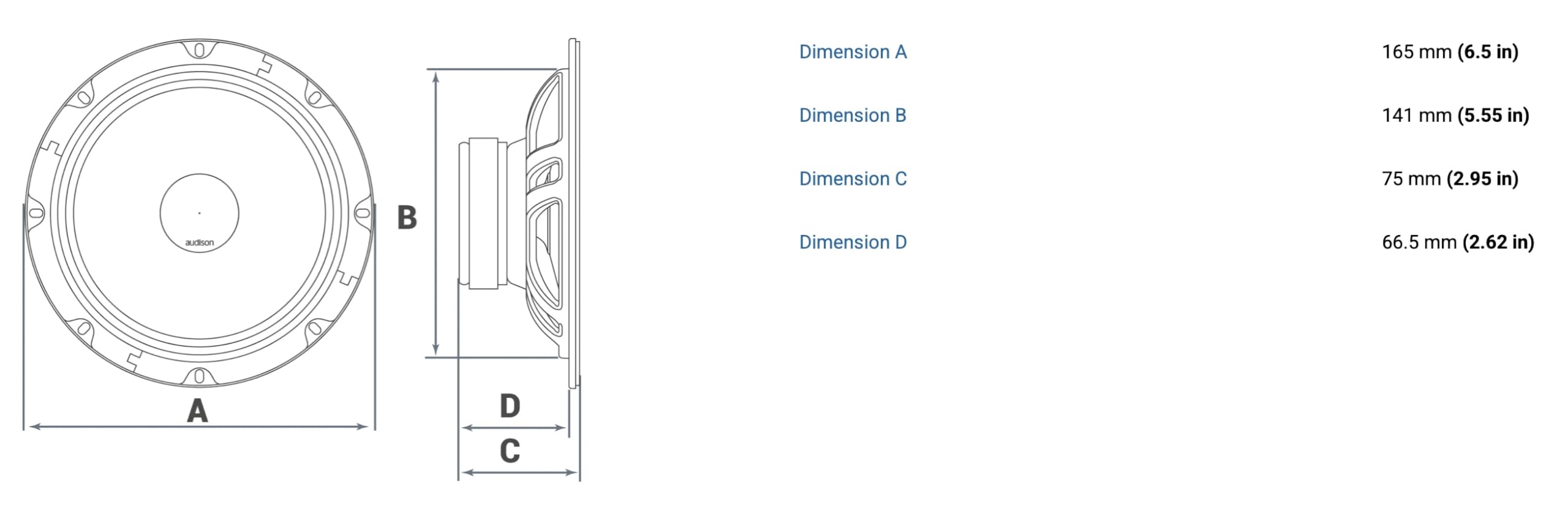 Audison Ap 6.5P - Pareja de woofers de 165 mm con 330 W de Potencia máxima para instalaciones OEM