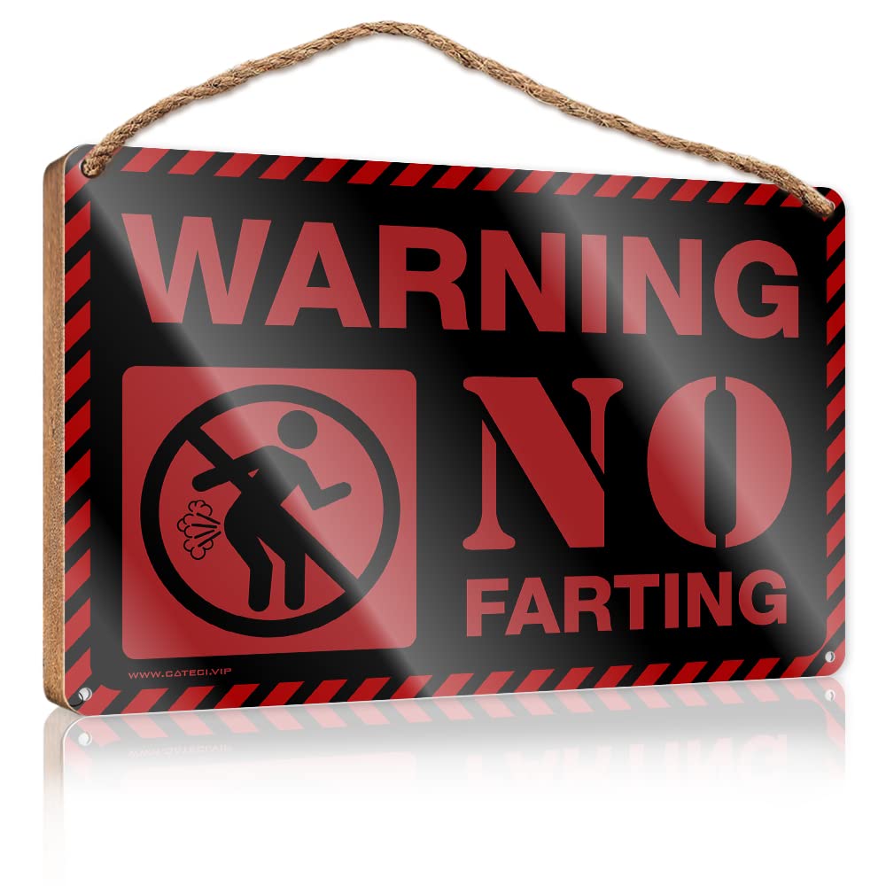 Dtha Men's One Color Funny Door Frame Sign No Farting Warning Wooden Sign Room Decor For Outdoor Signs And Decor(23X35cm)