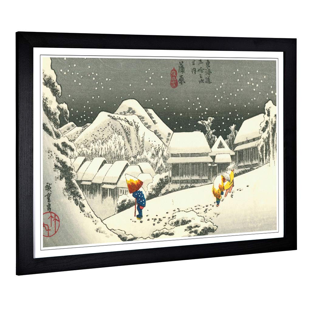 Big Box Art Framed Print of Hiroshige Japanese Oriental Kanbara Design | Wall Art Picture | Home Decor for Kitchen, Living Room, Bedroom, Hallway, Black, A2 / 24.5x18 Inch / 62x45cm