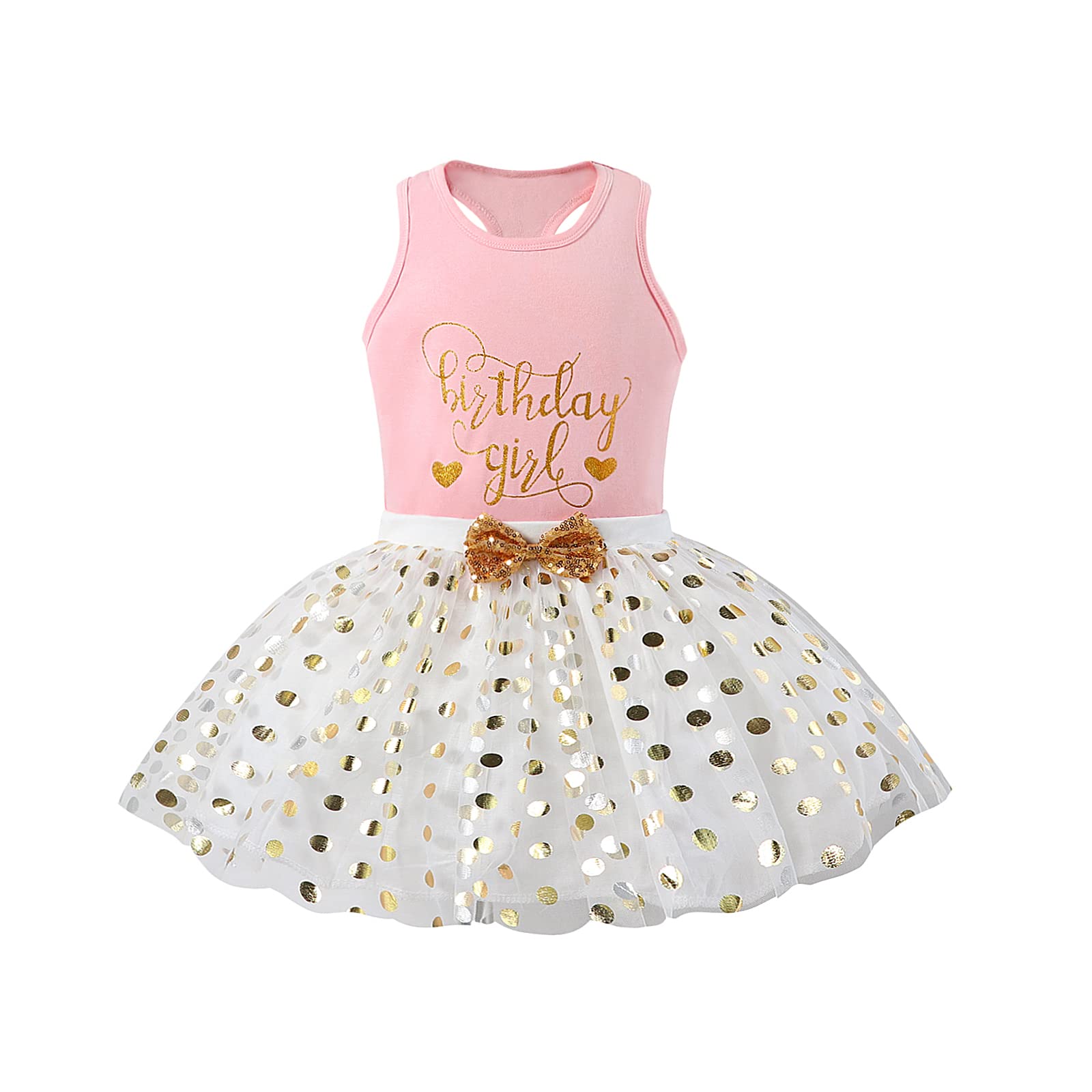 LYQTloml Toddler Kids Baby Girls Birthday Princess Outfits Dress Vest Long Sleeve Shirts Tank Top Dot Mesh Tutu Skirt 2PCS Autumn Skirt Set